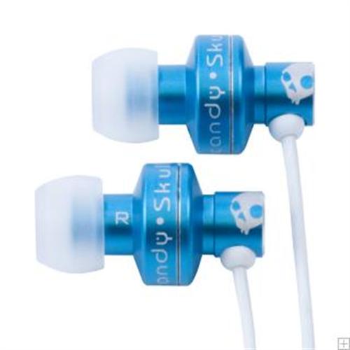 SKULLCANDY FULL METAL JACKET EARBUDS IN METALIC BLUE