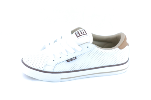 GLOBE CHALICE SHOE IN WHITE AND TAN PERF