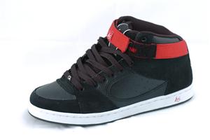 ES ACCEL TT HI SHOE IN BLACK, WHITE, AND RED