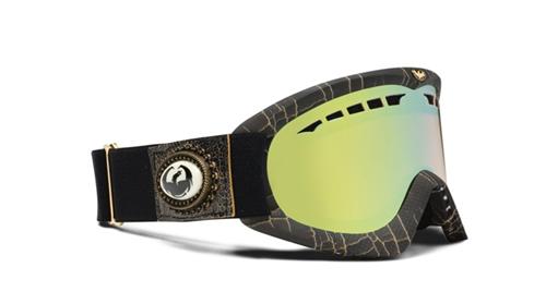 DRAGON DXS SNOW GOGGLES WITH LEANNE PELOSI FRAMES AND A GOLD IONIZED LENS PLUS A FREE AMBER LENS