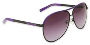 BRIGADA NINO GAGGI SUNGLASSES WITH BLACK AND PURPLE FRAMES AND A PURPLE LENS