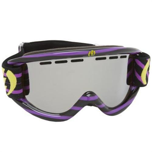 ELECTRIC EG.5 SNOW GOGGLES WITH PURPLE STRIPED FRAMES AND A SILVER CHROME LENS