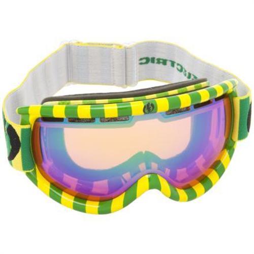 ELECTRIC EG.5S SNOW GOGGLES WITH LIMES COLORED FRAMES AND A GREEN CHROME LENS