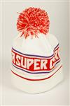 CAPITA MILLION DOLLAR POM BEANIE IN WHITE, RED, AND PURPLE