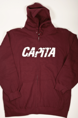 CAPITA CRACK ZIP HOODED SWEATSHIRT IN BURGANDY