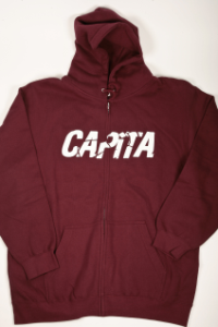 CAPITA CRACK ZIP HOODED SWEATSHIRT IN BURGANDY