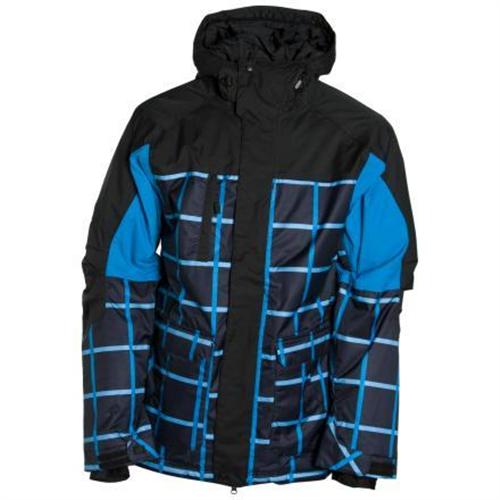 BILLABONG SUCCESSIVE JACKET IN BBE (BLACK AND BLUE TWILL PRINT)