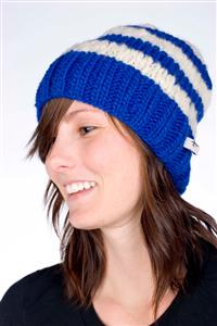 HODLEN KNIT STRIPE BEANIE IN ROYAL BLUE