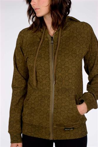 HOLDEN WOMEN'S LOTUS ZIP HOODED SWEATSHIRT IN OLIVE