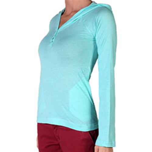 VOLCOM WOMEN'S CONEY ISLAND LONG SLEEVE SHIRT IN VINTAGE TURQUOISE