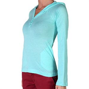 VOLCOM WOMEN'S CONEY ISLAND LONG SLEEVE SHIRT IN VINTAGE TURQUOISE
