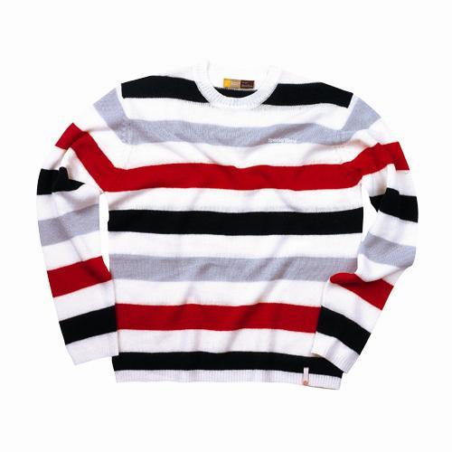 SPECIAL BLEND STRIPED SWEATER IN WHITE THREEPEAT