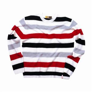 SPECIAL BLEND STRIPED SWEATER IN WHITE THREEPEAT