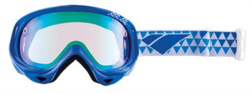 IS DESIGN MID SERIES STRIKE GOGGLES WITH GLOSS BLUE WAVE FRAMES AND A EMERALD GREEN MIRROR LENS