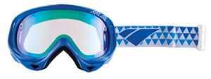 IS DESIGN MID SERIES STRIKE GOGGLES WITH GLOSS BLUE WAVE FRAMES AND A EMERALD GREEN MIRROR LENS