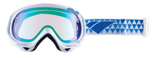 IS DESIGN MID SERIES STRIKE GOGGLES WITH GLOSS WHITE FRAMES AND AN EMERALD GREEN MIRROR LENS