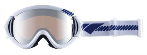 IS DESIGN LOGO SERIES TYPE-R GOGGLES WITH WHITE FRAMES AND A SILVER MIRROR LENS