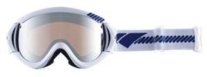 IS DESIGN LOGO SERIES TYPE-R GOGGLES WITH WHITE FRAMES AND A SILVER MIRROR LENS