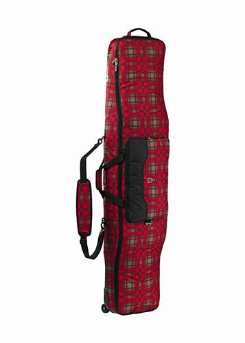 BURTON WHEELIE GIG BAG IN TRUE RED FLANNEL PLAID 166CM LONG