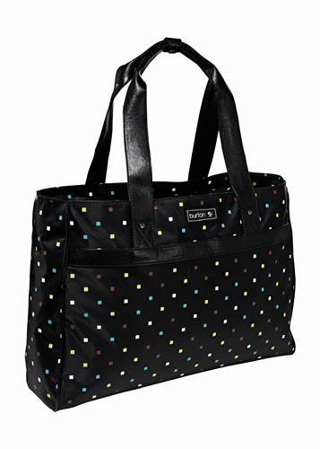 BURTON WOMEN'S RACHEL LAPTOP TOTE IN BLACK POLKA SQUARE PRINT