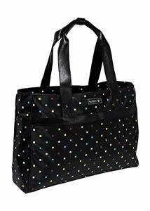 BURTON WOMEN'S RACHEL LAPTOP TOTE IN BLACK POLKA SQUARE PRINT