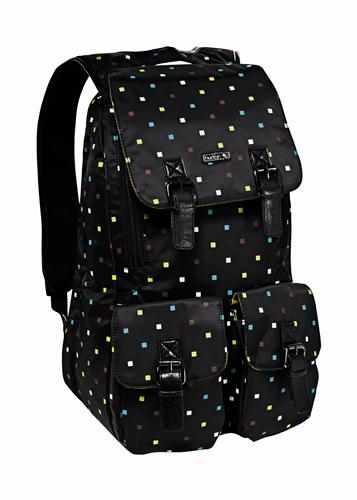 BURTON WOMEN'S SLOAN BACKPACK IN BLACK POLKA SQUARE PRINT
