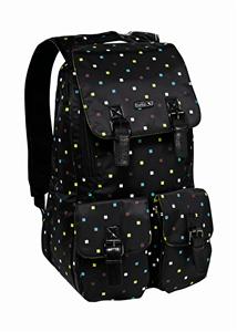BURTON WOMEN'S SLOAN BACKPACK IN BLACK POLKA SQUARE PRINT