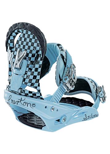 BURTON WOMEN'S STILETTO SNOWBOARD BINDINGS IN BABY BLUE CHECKS