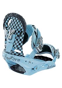 BURTON WOMEN'S STILETTO SNOWBOARD BINDINGS IN BABY BLUE CHECKS