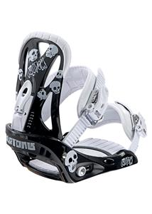 BURTON CUSTOM SMALLS SNOWBOARD BINDINGS IN WHITE AND BLACK