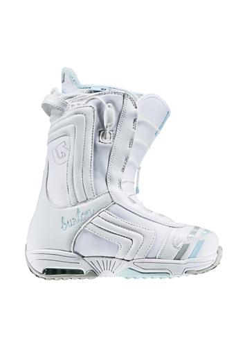 BURTON WOMEN'S EMERALD SNOWBOARD BOOTS IN WHITE AND LIGHT BLUE
