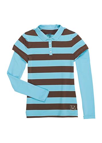 BURTON WOMEN'S PLAYER POLO SHIRT IN ARCTIC BLUE AND CHESTNUT