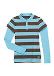 BURTON WOMEN'S PLAYER POLO SHIRT IN ARCTIC BLUE AND CHESTNUT