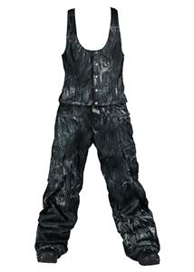 B BY BURTON WOMEN'S EXECUTIVE BIB PANT IN FADED BLACK JACQUARD WITH WASHED PRINT
