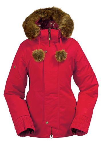 B BY BURTON WOMEN'S INTUITION BOMBER JACKET IN TRUE RED FEATHER EMBOSS
