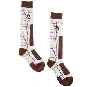 VOLCOM WOMEN'S PAINTED PLAID WOOL SNOWBOARD SOCK IN PAINTED PLAID WHITE