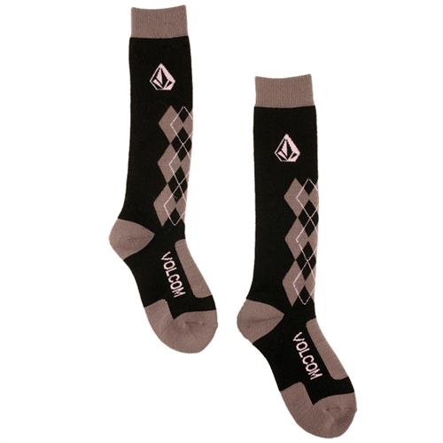 VOLCOM WOMEN'S SNARGYLE ACRYLIC SNOWBOARD SOCK IN BLACK