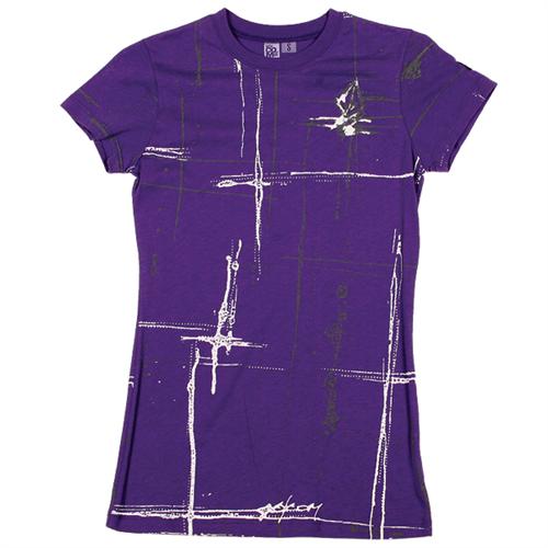 VOLCOM WOMEN'S PAINTED PLAID SHORT SLEEVE T-SHIRT IN ULTRA VIOLET