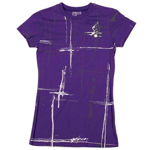 VOLCOM WOMEN'S PAINTED PLAID SHORT SLEEVE T-SHIRT IN ULTRA VIOLET