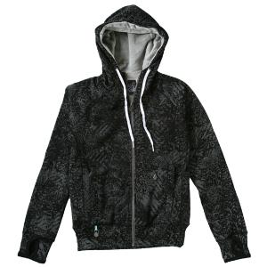 VOLCOM WOMEN'S WOLFSTRIPE HYDROPHOBIC ZIP HOOD SWEATSHIRT IN BLACK
