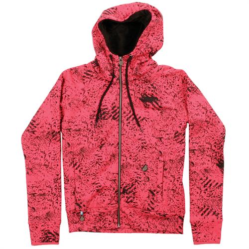 VOLCOM WOMEN'S WOLFSTRIPE HYDROPHOBIC ZIP HOOD SWEATSHIRT IN PINK