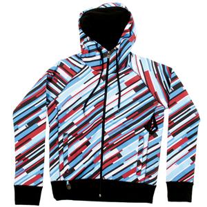 VOLCOM WOMEN'S BLURRED ZIP HYDROPHOBIC ZIP HOODED SWEATSHIRT IN BLACK