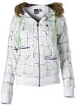 VOLCOM WOMEN'S PAINTED PLAID VINTAGE ZIP HOODED SWEATSHIRT IN WHITE