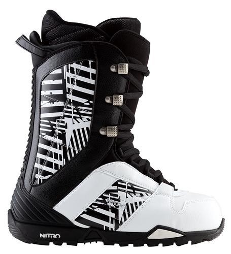 NITRO BARRAGE SNOWBOARD BOOTS IN CLASH BLACK AND WHITE