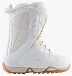 NITRO WOMEN'S BARRAGE TLS SNOWBOARD BOOTS IN WHITE, GOLD, AND GUM