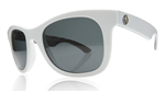 ELECTRIC DETROIT SUNGLASSES WITH WHITE MOD STRIPED FRAMES AND A GREY LENS