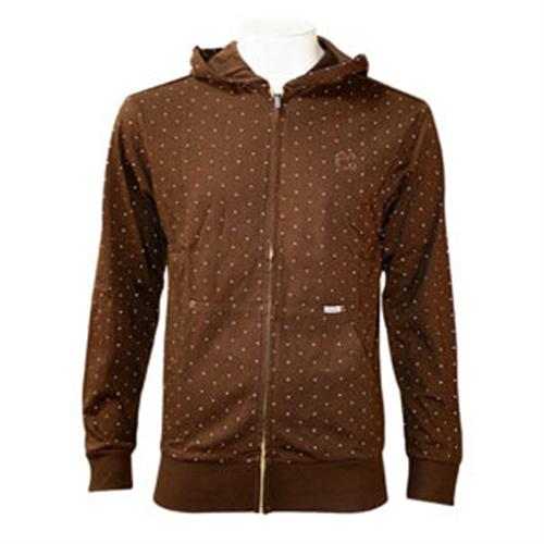AMBIGUOUS BLINDED ZIP HOODED SWEATSHIRT IN CHOCOLATE