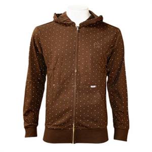 AMBIGUOUS BLINDED ZIP HOODED SWEATSHIRT IN CHOCOLATE