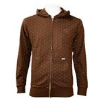 AMBIGUOUS BLINDED ZIP HOODED SWEATSHIRT IN CHOCOLATE
