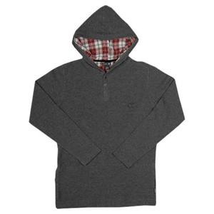 AMBIGUOUS VECTOR LONG SLEEVE HOODED HENLEY IN CHARCOAL